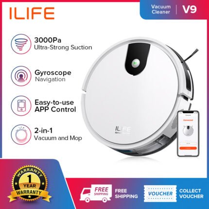 ILIFE 【Local Warranty】V9 Robot Vacuum Cleaner Dry and Wet At the Same Time Sweeping Planned Cleaning Path 3000pa Suction Power for Home Auto Charge Remote Control Operation Clean Pet Hair Vacuum mop